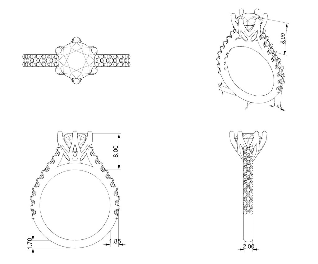 Example of CAD for an engagement ring.