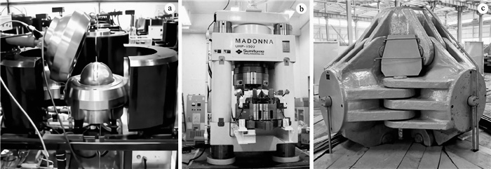 There are different types of HPHT devices in the market. In the picture from left to right, we have a BARS type press, a BELT type press, and a HING type cubic press.