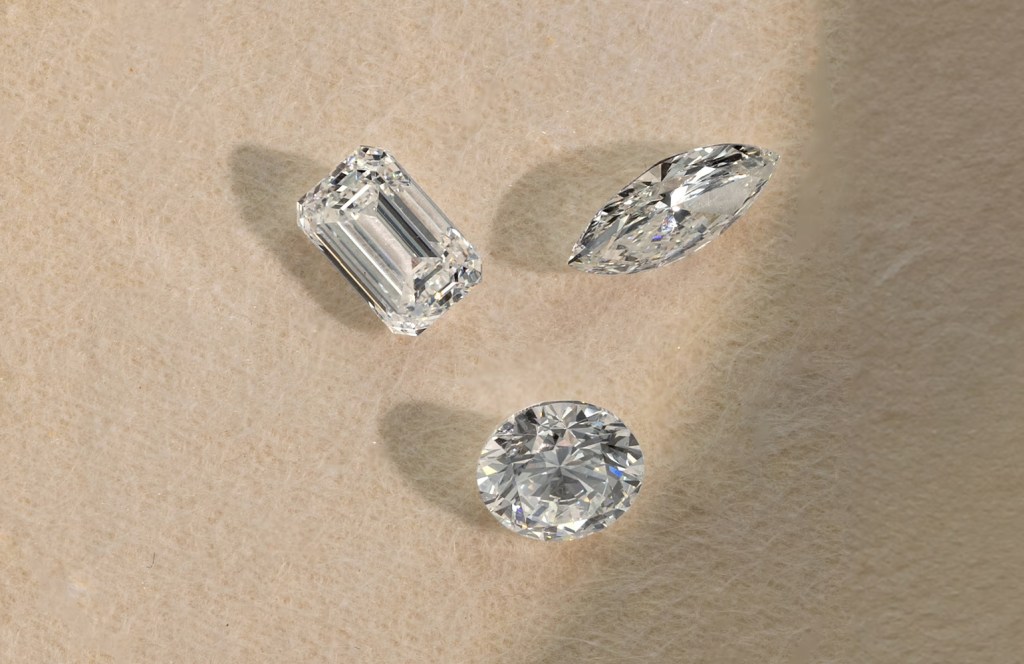 Different lab grown diamond shapes.